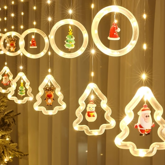 Madala USB Christmas Icicle Lights Featuring Santa and Friends with Remote - Picture 2 of 9